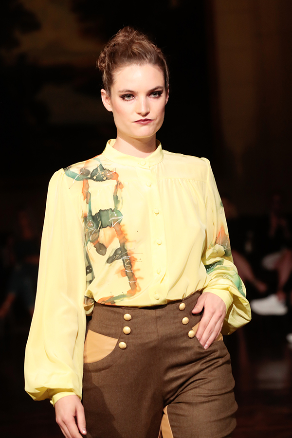 aleks susak, blouse, toronto fashion, water color, silk, floral, yellow blouse 